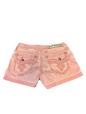 Y2K Rock Revival Denim Shorts Embellished Flap Pocket Low Rise Women’s Size 25